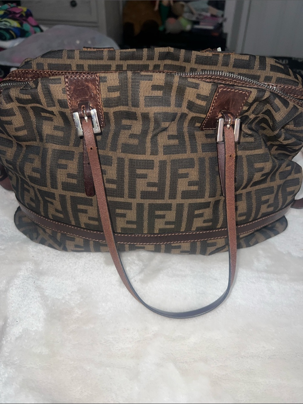 Fendi Brown Monogram Canvas Tote with Leather Straps